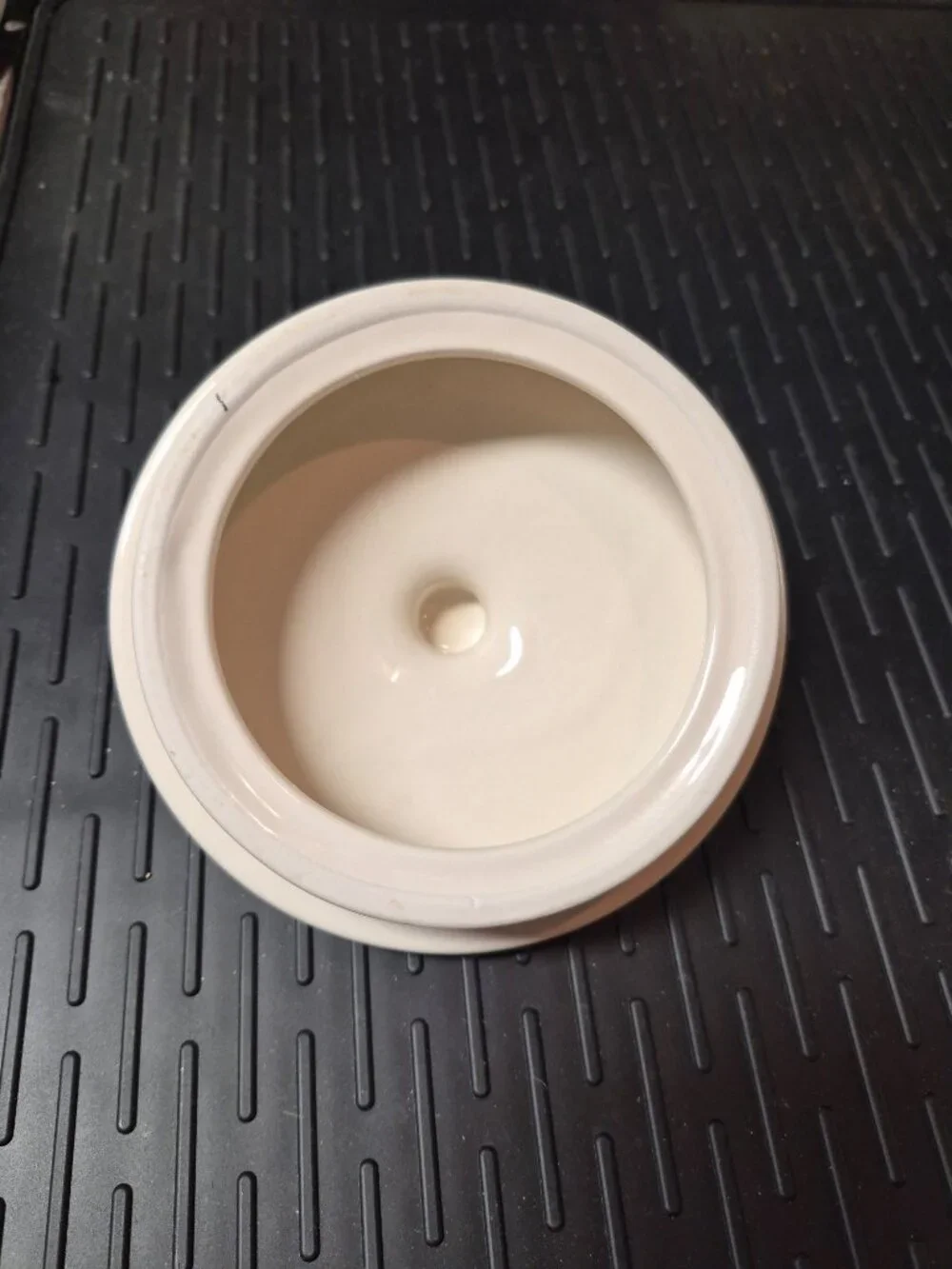 Longaberger Woven Traditions Ivory Round Pottery Canister Large 4 Quart LID ONLY